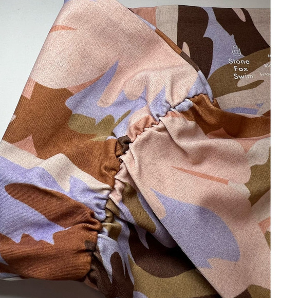 NWT Fox Stone Swim LeLe Bikini Top, Bandeau, Pastel Petal Brown/Pink, size Large - Picture 11 of 16